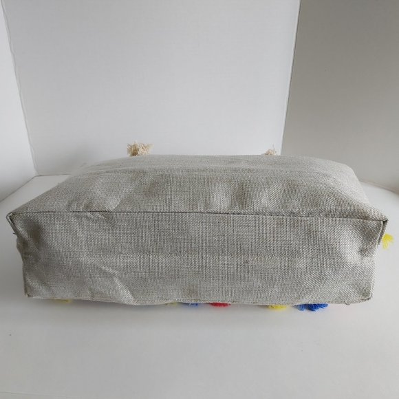 NWOT large Canvas Tote Beach bag colorful tassels - Picture 7 of 14